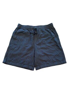 NWT Collars & Co Toscano Linen Cotton Shorts Mens Medium 7" Navy Pull On Summer